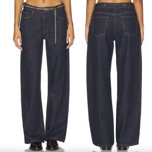 NEW LIONESS Rising Jean Indigo Dark Wash Blue Denim Wide Leg